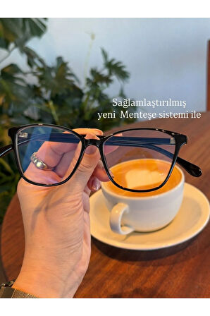 Elanor Siyah Cat Eye Mavi Işık Korumalı Gözlük - Şık Ve Zarif Tasarım 49 Ekartman Küçük Ekartman