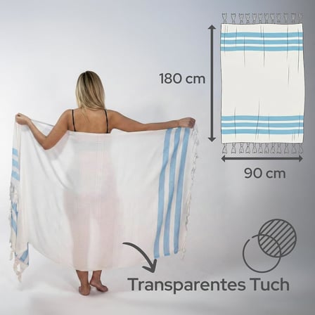 Mavi 2'li - 90 x 180 cm - İnce &amp; Transparan - Kadınlar için İpeksi Yumuşak Peştamal - Bambu &amp; Pamuk Karışımı - Dokuma Şeritleri Solmaz ve Uzun Ömürlü - Dekoratif Hediyelik Peştamal