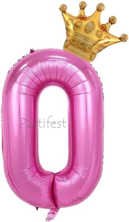 Pembe Taçlı Rakam 2 Yaş Balon Seti Doğum Günü Dekorasyonu PSPEMBETACSET