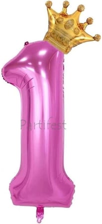 Pembe Taçlı Rakam 2 Yaş Balon Seti Doğum Günü Dekorasyonu PSPEMBETACSET