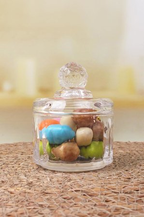 Lüx Kristal Mini Cam Şekerlik &amp; Cam Lokumluk, Kesme Cam Lüx Şekerlik 7.5cm*9.2cm - 06644