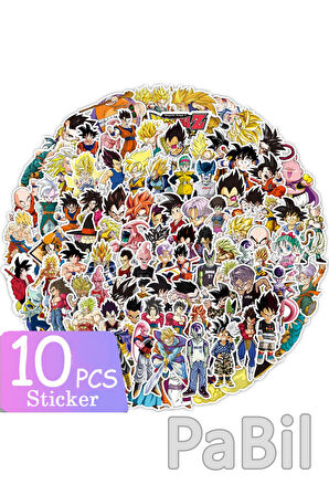 Dragon Ball Z Anime Manga Figürleri Sticker - Çıkartma - Etiket - 10 Adet Karışık