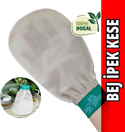 , Kese, Banyo Kesesi, Hamam Kesesi, Duş Kesesi, Vücut Kesesi, Duş Lifi, Banyo Lifi, Peeling Eldiveni, Lastikli Banyo Duş Kesesi, Bej İpek Banyo Kesesi