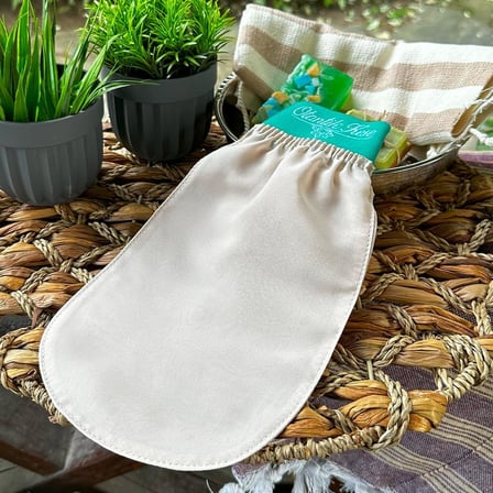 , Kese, Banyo Kesesi, Hamam Kesesi, Duş Kesesi, Vücut Kesesi, Duş Lifi, Banyo Lifi, Peeling Eldiveni, Lastikli Banyo Duş Kesesi, Bej İpek Banyo Kesesi