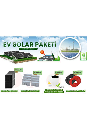 GÜNEŞ ENERJİ SİSTEMİ 18 ADET 585W PANEL 8 ADET 200AH AKÜ TÜM ELEKTRİK İHTİYAÇINIZI KARŞILAR