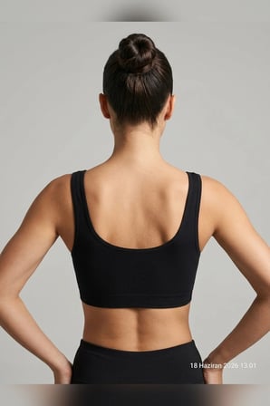 Kalın Askılı Çıkarılabilir Pedli Fitilli Pamuk Toparlayıcı Büstiyer Bralet Crop Atlet Siyah Beyaz Ten