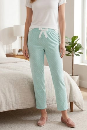Kadın Viskon Pijama Altı Rahat Kesim Fiyonk Bağcıklı Bel