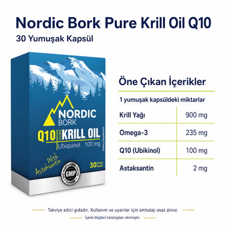 Nordic Bork Pure Krill Oil Q10 Krill Yağı 30 Yumuşak Kapsül