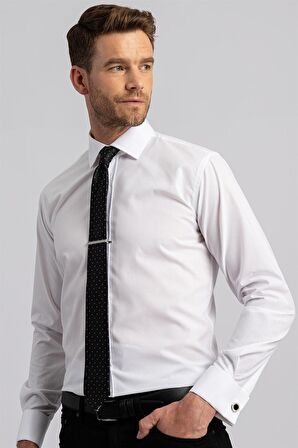 Tudors Modern Slim Fit Çift Manşet Erkek Gömlek