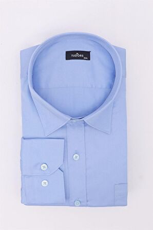 Tudors Büyük Beden Uzun Kol Pamuk Saten Erkek Göml