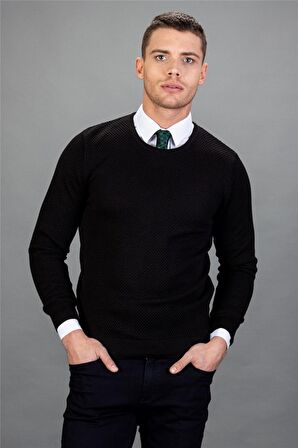 Tudors Slim Fit Dar Kesim Bisiklet Yaka Petek Dese