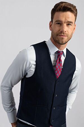 Tudors Slim Fit Dar Kesim Düz Cepli Erkek Yelek