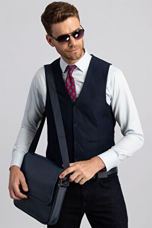 Tudors Slim Fit Dar Kesim Düz Cepli Erkek Yelek