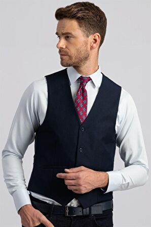 Tudors Slim Fit Dar Kesim Düz Cepli Erkek Yelek