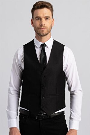 Tudors Slim Fit Dar Kesim Düz Cepli Erkek Yelek
