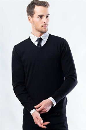 Tudors Slim Fit Dar Kesim V Yaka Pamuklu Erkek Kaz