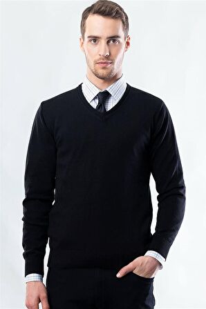 Tudors Slim Fit Dar Kesim V Yaka Pamuklu Erkek Kaz