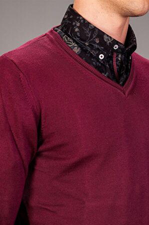 Tudors Slim Fit Dar Kesim V Yaka Pamuklu Erkek Kaz
