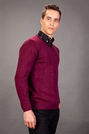 Tudors Slim Fit Dar Kesim V Yaka Pamuklu Erkek Kaz