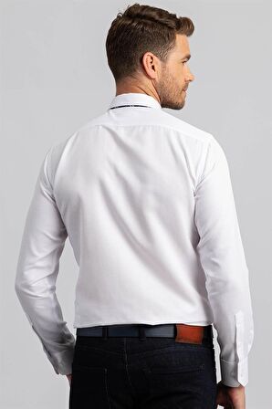Tudors Modern Slim Fit Dar Kesim Armürlü Erkek Gömlek