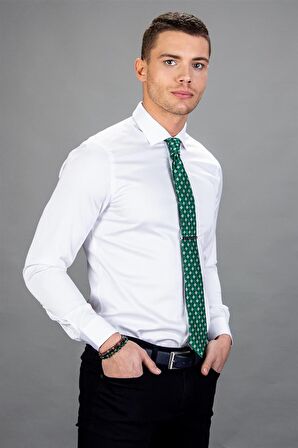 Tudors Slim Fit Dar Kesim Pamuk Saten, Erkek Gömlek