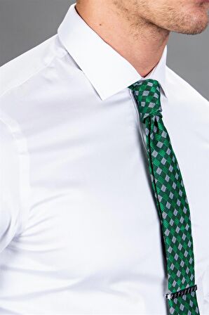 Tudors Slim Fit Dar Kesim Pamuk Saten, Erkek Gömlek
