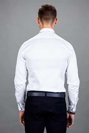 Tudors Slim Fit Dar Kesim Pamuk Saten, Erkek Gömlek