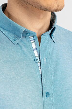 Tudors Slim Fit Dar Kesim Uzun Kol Poplin Oxford Erkek Gömlek