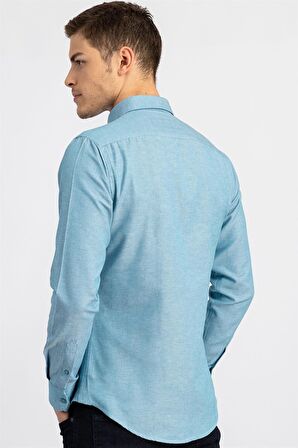 Tudors Slim Fit Dar Kesim Uzun Kol Poplin Oxford Erkek Gömlek