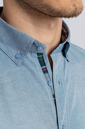 Tudors Slim Fit Dar Kesim Uzun Kol Poplin Oxford Erkek Gömlek