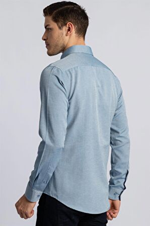 Tudors Slim Fit Dar Kesim Uzun Kol Poplin Oxford Erkek Gömlek