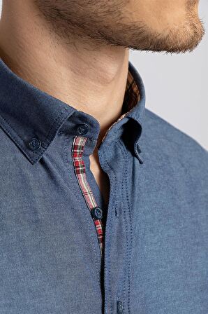 Tudors Slim Fit Dar Kesim Uzun Kol Poplin Oxford Erkek Gömlek