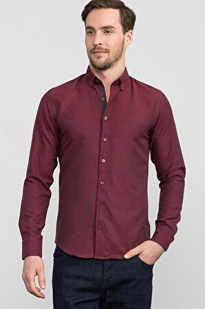 Tudors Slim Fit Dar Kesim Uzun Kol Poplin Oxford Erkek Gömlek