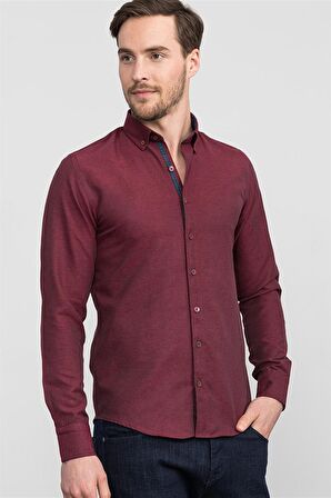 Tudors Slim Fit Dar Kesim Uzun Kol Poplin Oxford Erkek Gömlek