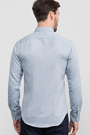 Tudors Slim Fit Dar Kesim Uzun Kol Poplin Oxford Erkek Gömlek