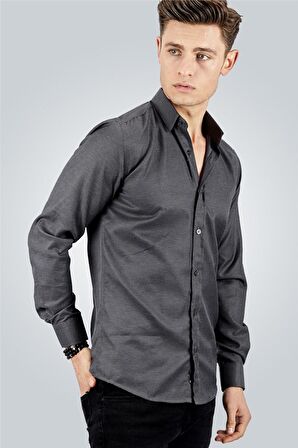 Tudors Modern Slim Fit Dar Kesim Armürlü Erkek Gömlek