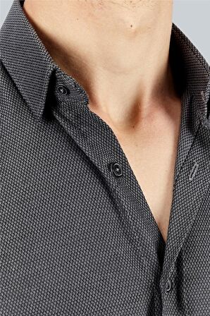 Tudors Modern Slim Fit Dar Kesim Armürlü Erkek Gömlek