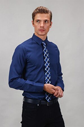 Tudors Modern Slim Fit Dar Kesim Armürlü Erkek Gömlek