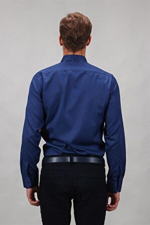 Tudors Modern Slim Fit Dar Kesim Armürlü Erkek Gömlek