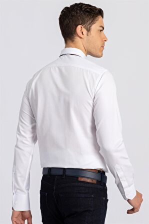 Tudors Modern Slim Fit Dar Kesim Armürlü Erkek Gömlek