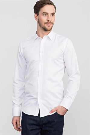 Tudors Modern Slim Fit Dar Kesim Armürlü Erkek Gömlek