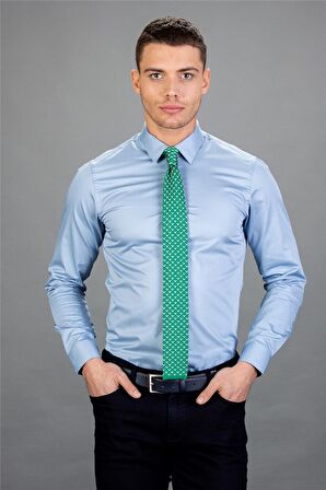 Tudors Slim Fit Dar Kesim Düz Saten Erkek Gömlek