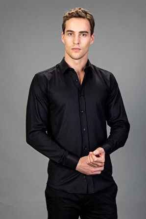 Tudors Modern Slim Fit Dar Kesim Armürlü Erkek Gömlek