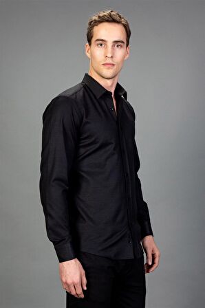 Tudors Modern Slim Fit Dar Kesim Armürlü Erkek Gömlek