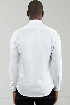 Tudors Süper Slim Fit Dar Kesim Likralı Düz Saten Erkek Gömlek
