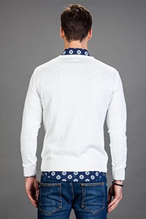 Tudors Slim Fit Dar Kesim V Yaka Pamuklu Erkek Kaz