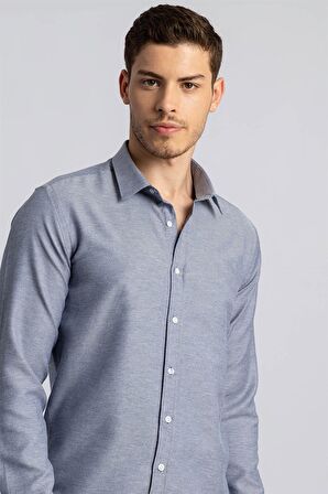 Tudors Modern Slim Fit Dar Kesim Armürlü Erkek Gömlek