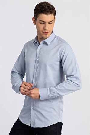 Tudors Modern Slim Fit Dar Kesim Armürlü Erkek Gömlek