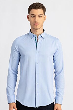 Tudors Slim Fit Dar Kesim Uzun Kol Poplin Oxford Erkek Gömlek