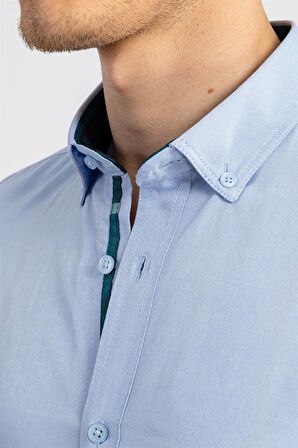 Tudors Slim Fit Dar Kesim Uzun Kol Poplin Oxford Erkek Gömlek